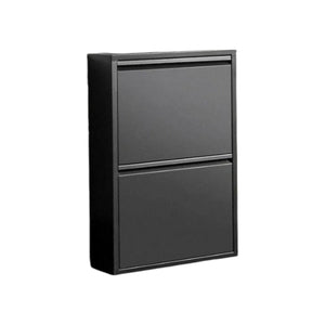 Scarpiera Igina, Mobile portascarpe in metallo, Armadio da ingresso multiuso, Mobiletto per calzature, 50x15h71 cm, Nero