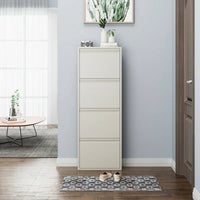 Scarpiera Axe, Mobile portascarpe in metallo, Armadio da ingresso multiuso, Mobiletto per calzature, 50x15h138 cm, Bianco