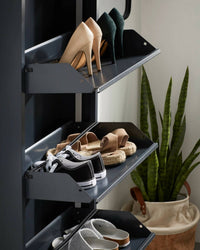 Scarpiera Afrend, Mobile portascarpe in metallo, Armadio da ingresso multiuso, Mobiletto per calzature, 50x15h172 cm, Nero