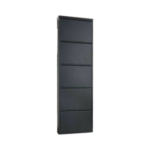 Scarpiera Afrend, Mobile portascarpe in metallo, Armadio da ingresso multiuso, Mobiletto per calzature, 50x15h172 cm, Nero