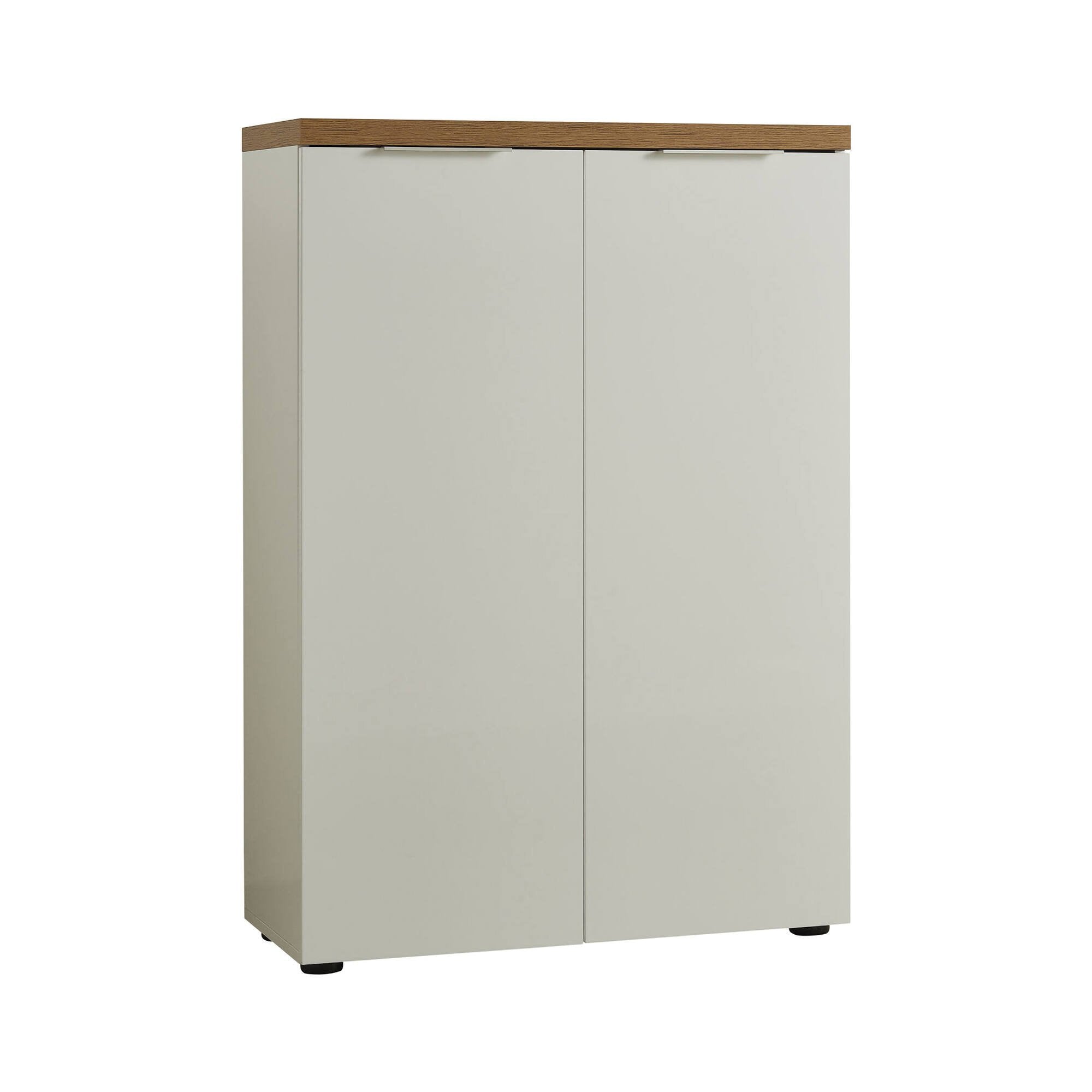 Scarpiera Dublino, Mobile portascarpe, Armadio da ingresso multiuso, Mobiletto per calzature, Made in Italy, 80x34h115 cm, Bianco lucido e Rovere