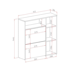 Scarpiera Dpinn, Portascarpe da ingresso con ripiani, Armadietto moderno multiuso a 3 ante, Made in Italy, Cm 91x27h94, Antracite e Cemento