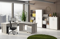 Armadio multiuso Dpazzin, Mobile ausiliario con ripiani, Armadio lineare, Guardaroba Portascarpe, portaoggetti, Bianco e Cemento, cm 79x34h188