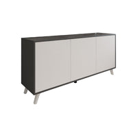 Credenza Annina, Buffet da soggiorno, Madia da salotto, Dispensa da cucina, 154x40h72 cm, Antracite e Bianco