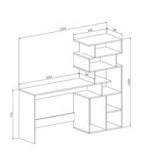Scrivania Dpasqui, Scrittoio moderno con libreria con vani a giorno, Tavolo da studio o ufficio porta PC portalibri, Cm 160x40h135, Bianco