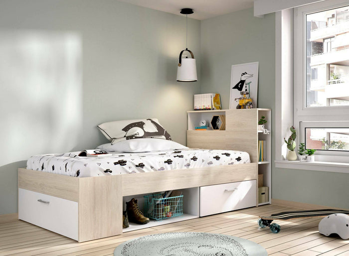 Letto singolo Adrielle, Sommier per camera da letto, Giroletto per stanza, Struttura porta materasso, 218x99 h96 cm, Bianco