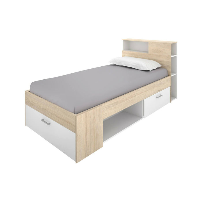 Letto singolo Adrielle, Sommier per camera da letto, Giroletto per stanza, Struttura porta materasso, 218x99 h96 cm, Bianco