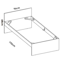 Letto singolo Haikui, Sommier per camera da letto, Giroletto per stanza, Struttura porta materasso, 96x195 h67 cm, Rovere