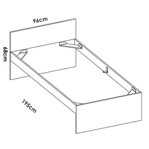 Letto singolo Haikui, Sommier per camera da letto, Giroletto per stanza, Struttura porta materasso, 96x195 h67 cm, Rovere