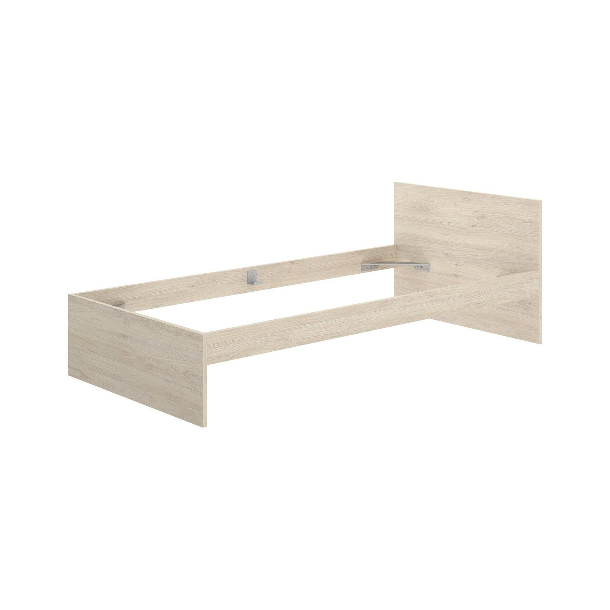 Letto singolo Haikui, Sommier per camera da letto, Giroletto per stanza, Struttura porta materasso, 96x195 h67 cm, Rovere