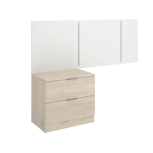Testiera letto Chanhom, Spalliera, Testata per camera da letto, Poggiatesta, 157x34 h96 cm, Bianco e Rovere
