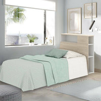 Testiera letto Haitang, Spalliera, Testata per camera da letto, Poggiatesta, 23x99 h96 cm, Bianco e Rovere