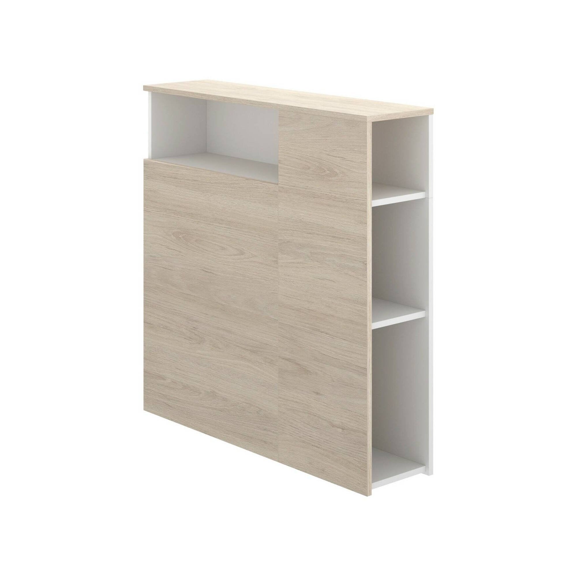 Testiera letto Haitang, Spalliera, Testata per camera da letto, Poggiatesta, 23x99 h96 cm, Bianco e Rovere