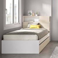 Letto singoloEvelina, Sommier per camera da letto, Giroletto per stanza, Struttura porta materasso, 99x218 h96 cm, Rovere e Bianco