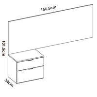 Testiera letto Omeka, Spalliera, Testata per camera da letto, Poggiatesta, 146x34 h106 cm, Bianco e Rovere