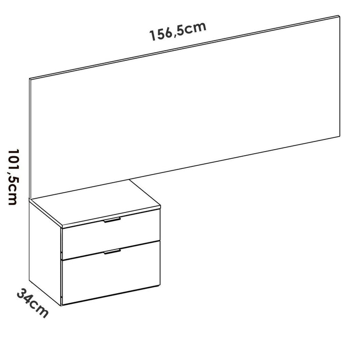 Testiera letto Omeka, Spalliera, Testata per camera da letto, Poggiatesta, 146x34 h106 cm, Bianco e Rovere