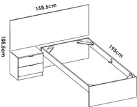 Letto singolo Guillermo, Sommier per camera da letto, Giroletto per stanza, Struttura porta materasso, 146x195 h106 cm, Bianco e Rovere