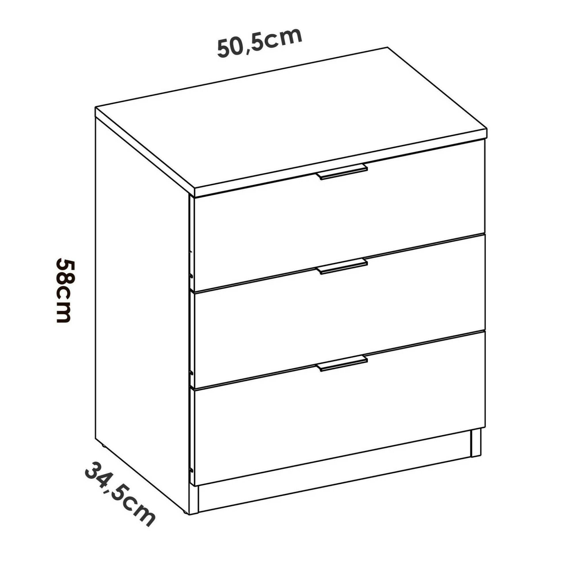ComodinoArnad, Comò basso, Tavolino da notte, Mensola da letto, 50x34 h58 cm, Bianco