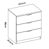 ComodinoArnad, Comò basso, Tavolino da notte, Mensola da letto, 50x34 h58 cm, Bianco