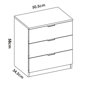 ComodinoArnad, Comò basso, Tavolino da notte, Mensola da letto, 50x34 h58 cm, Bianco