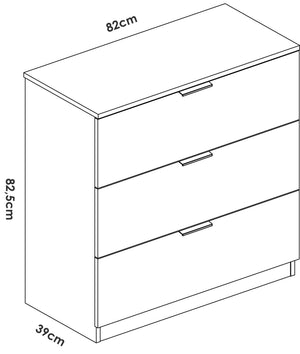 Cassettiera Loke, Settimino multiuso, Comò camera da letto, Mobile con cassetti, 82x39 h82 cm, Bianco