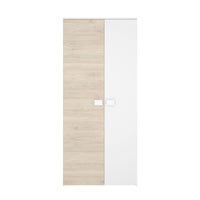 Guardaroba 2 ante Firmin, Mobile camera da letto, Cabina armadio portabiti, Armadio appendiabiti, 90x53 h202 cm, Bianco e Rovere