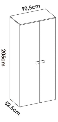 Guardaroba 2 ante Firmin, Mobile camera da letto, Cabina armadio portabiti, Armadio appendiabiti, 90x53 h202 cm, Bianco e Rovere