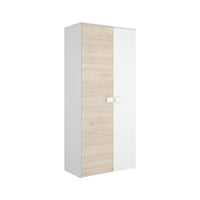 Guardaroba 2 ante Firmin, Mobile camera da letto, Cabina armadio portabiti, Armadio appendiabiti, 90x53 h202 cm, Bianco e Rovere