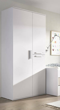 Guardaroba 3 ante Kompasu, Mobile camera da letto, Cabina armadio portabiti, Armadio appendiabiti, 90x53 h202 cm, Bianco