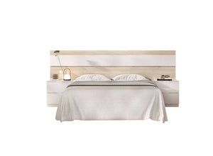 Testiera letto Trudy, Spalliera, Testata per camera da letto, Poggiatesta, 248x34 h96 cm, Rovere e Bianco