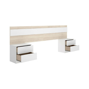 Testiera letto Trudy, Spalliera, Testata per camera da letto, Poggiatesta, 248x34 h96 cm, Rovere e Bianco