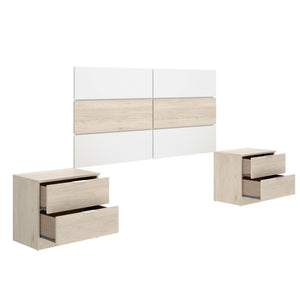 Testiera lettoLucie, Spalliera, Testata per camera da letto, Poggiatesta, 259x34 h122 cm, Bianco e Rovere