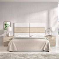 Testiera lettoLucie, Spalliera, Testata per camera da letto, Poggiatesta, 259x34 h122 cm, Bianco e Rovere
