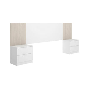 Testiera letto Dujuan, Spalliera, Testata per camera da letto, Poggiatesta, 259x34 h106 cm, Bianco e Rovere