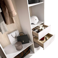 Guardaroba grande Maon, Mobile camera da letto, Cabina armadio portabiti, Armadio appendiabiti, 98x45 h205 cm, Bianco e Rovere