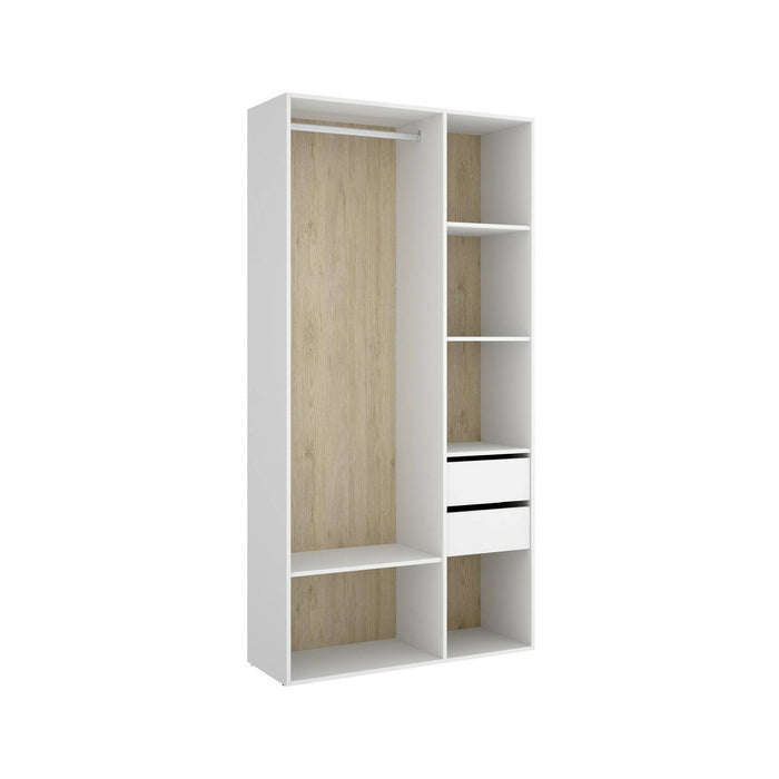 Guardaroba grande Maon, Mobile camera da letto, Cabina armadio portabiti, Armadio appendiabiti, 98x45 h205 cm, Bianco e Rovere