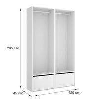 Guardaroba grande Pewa, Mobile camera da letto, Cabina armadio portabiti, Armadio appendiabiti, 120x45 h205 cm, Bianco e Rovere