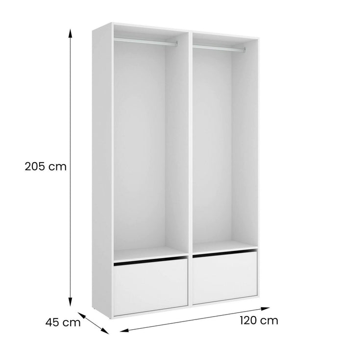 Guardaroba grande Pewa, Mobile camera da letto, Cabina armadio portabiti, Armadio appendiabiti, 120x45 h205 cm, Bianco e Rovere