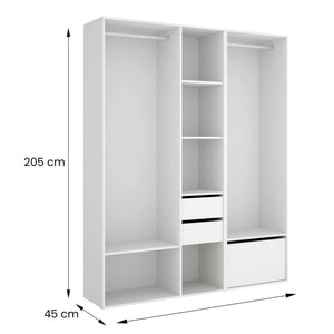 Guardaroba grande Celestin, Mobile camera da letto, Cabina armadio portabiti, Armadio appendiabiti, 158x45 h205 cm, Bianco e Rovere