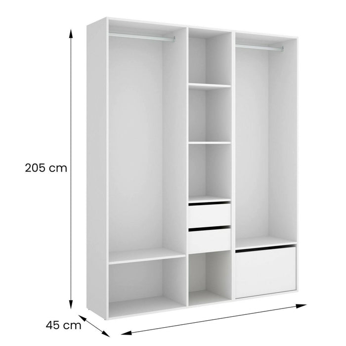 Guardaroba grande Celestin, Mobile camera da letto, Cabina armadio portabiti, Armadio appendiabiti, 158x45 h205 cm, Bianco e Rovere