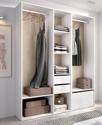Guardaroba grande Celestin, Mobile camera da letto, Cabina armadio portabiti, Armadio appendiabiti, 158x45 h205 cm, Bianco e Rovere