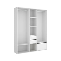Guardaroba grande Celestin, Mobile camera da letto, Cabina armadio portabiti, Armadio appendiabiti, 158x45 h205 cm, Bianco e Rovere
