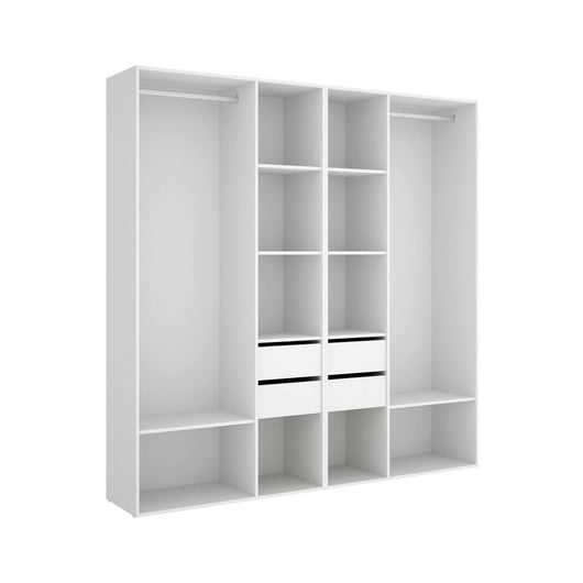 Guardaroba grande Mala, Mobile camera da letto, Cabina armadio portabiti, Armadio appendiabiti, 196x45 h205 cm, Bianco e Rovere