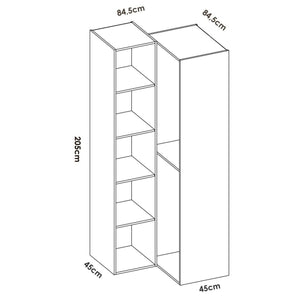 Guardaroba grande Anzino, Mobile camera da letto, Cabina armadio portabiti, Armadio appendiabiti, 85x85 h205 cm, Bianco e Rovere