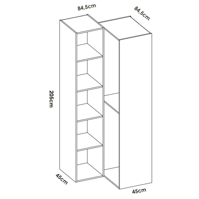 Guardaroba grande Anzino, Mobile camera da letto, Cabina armadio portabiti, Armadio appendiabiti, 85x85 h205 cm, Bianco e Rovere