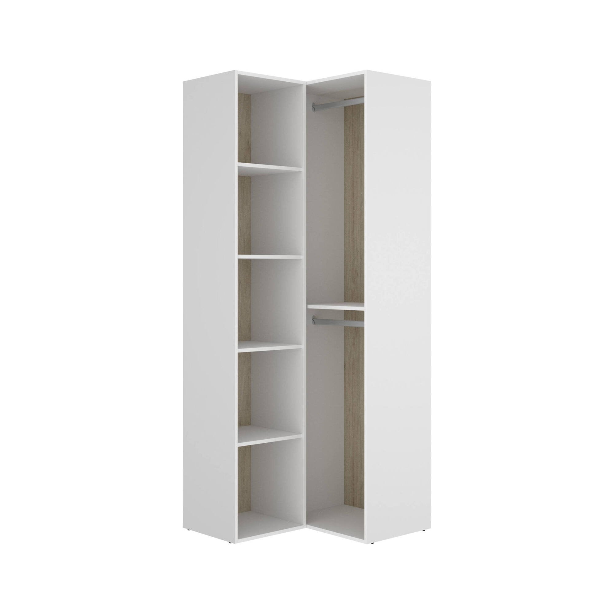 Guardaroba grande Anzino, Mobile camera da letto, Cabina armadio portabiti, Armadio appendiabiti, 85x85 h205 cm, Bianco e Rovere