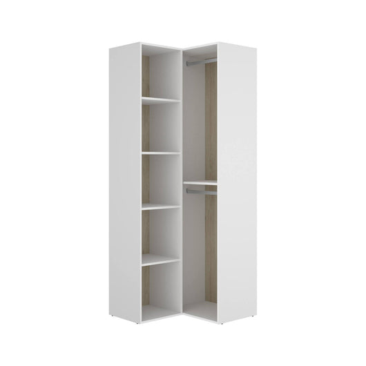 Guardaroba grande Anzino, Mobile camera da letto, Cabina armadio portabiti, Armadio appendiabiti, 85x85 h205 cm, Bianco e Rovere