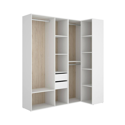 Guardaroba grande Onyok, Mobile camera da letto, Cabina armadio portabiti, Armadio appendiabiti, 183x85 h205 cm, Bianco e Rovere