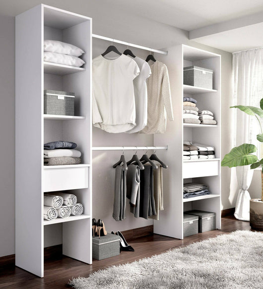 Guardaroba grande Siony, Mobile camera da letto, Cabina armadio portabiti, Armadio appendiabiti, 160x50 h185 cm, Bianco