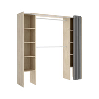 Guardaroba grande Caloy, Mobile camera da letto, Cabina armadio portabiti, Armadio appendiabiti, 180x50 h205 cm, Rovere